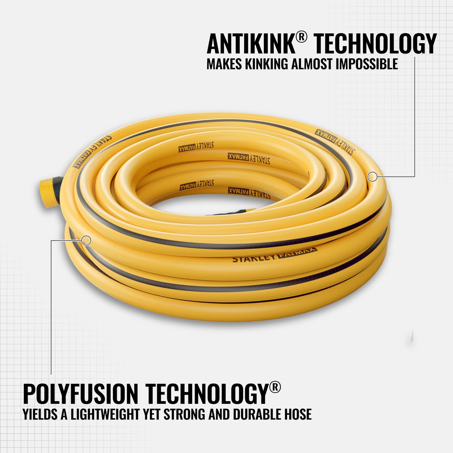 Stanley Fatmax Professional Grade Water Hose, 50' x 5/8", Yellow 500 PSI Stanley
