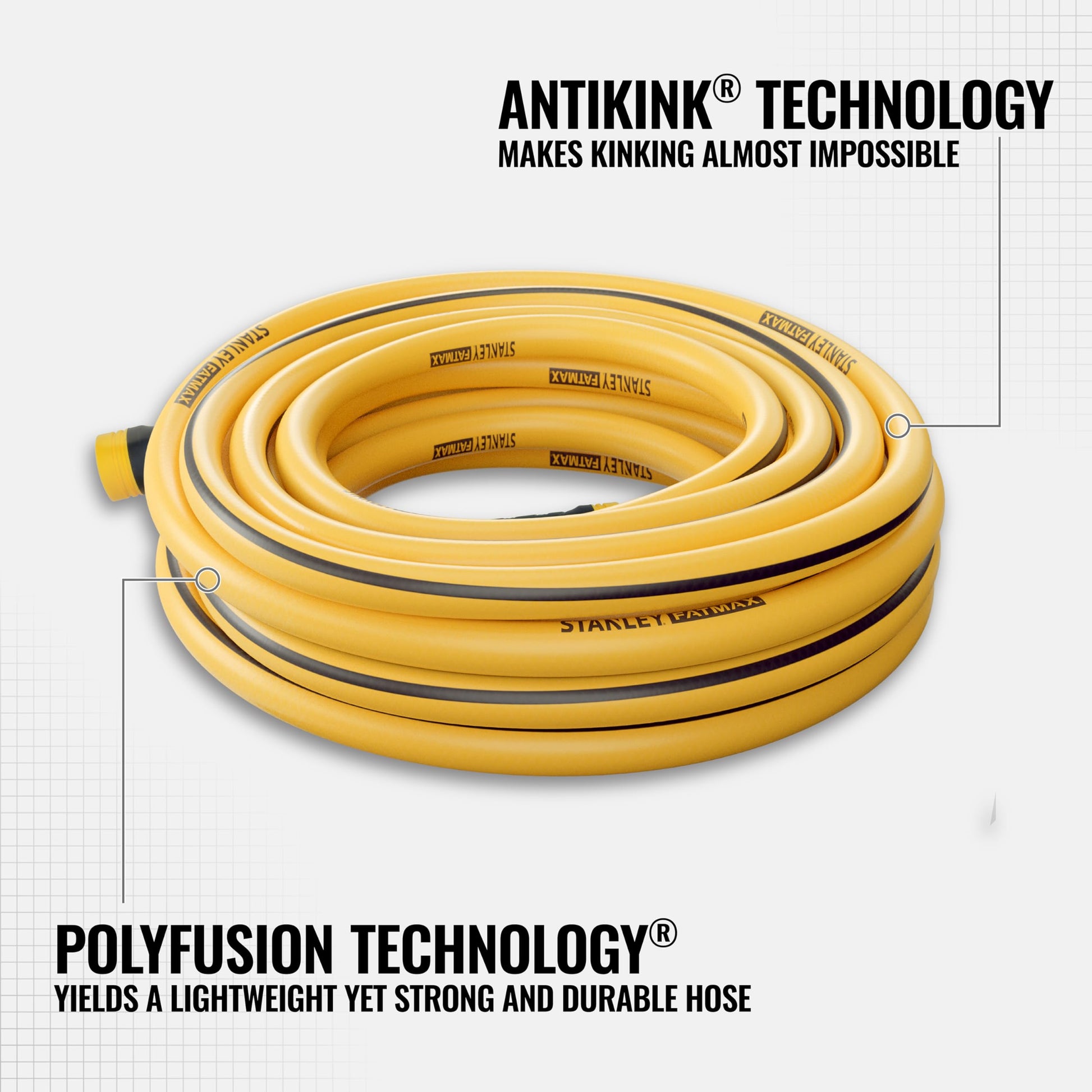 Stanley Fatmax Professional Grade Water Hose, 50' x 5/8", Yellow 500 PSI Stanley