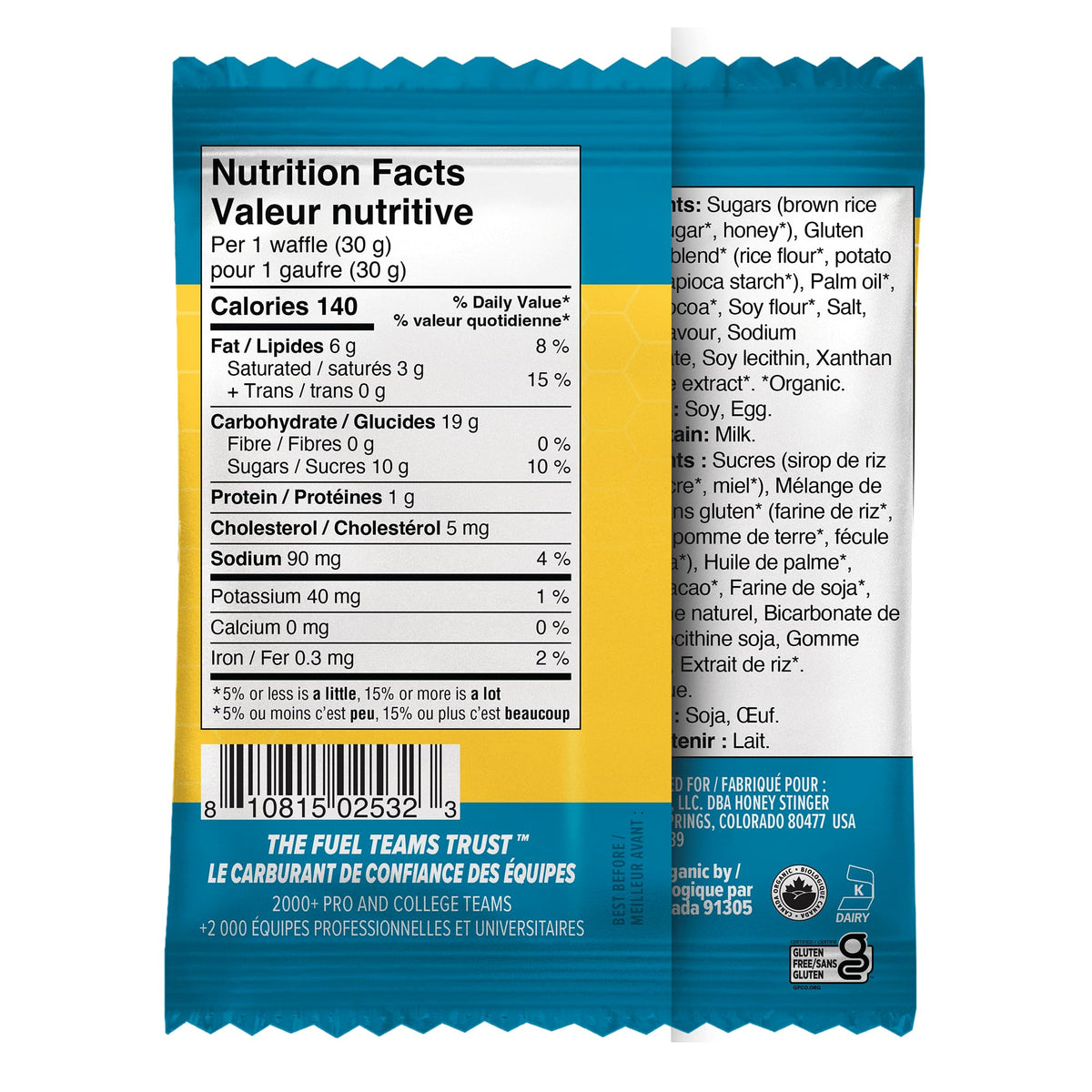 Honey Stinger Organic Gluten-Free Cookies & Cream Waffle | Energy Stroopwafel for Exercise, Endurance and Performance | Sports Nutrition for Home & Gym, Pre & During Workout | 12 Waffles, 30g
