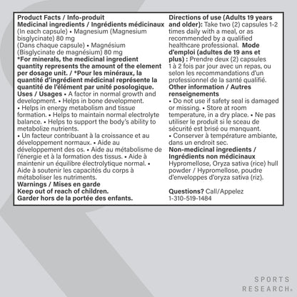 Sports Research® Magnesium Glycinate 160mg - Chelated Magnesium to Support Restful Sleep & Enzymatic Processes - Liquid Softgels - 60 Count - Non-GMO, Gluten-Free Supplement for Daily Use - Available at All In One Marketplace Canada