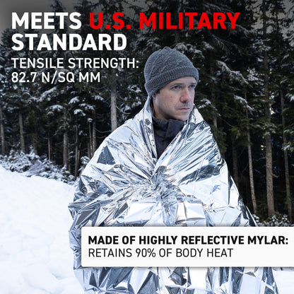 72HRS MIL-SPEC Emergency Thermal Mylar Blanket (137 × 224 cm, Pack of 12) 🍁 All In One Marketplace Canada