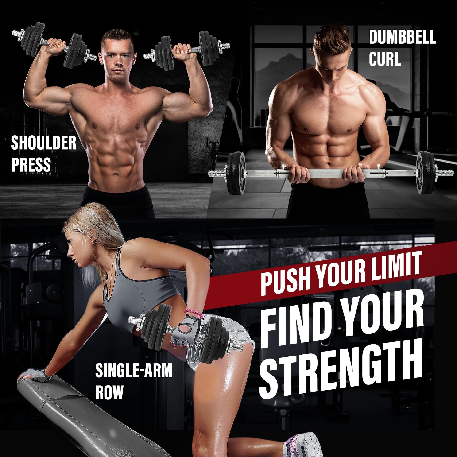 Yes4All Adjustable Cast Iron Dumbbell Set with Connector, 40 lb Combo, Black, Converts to Barbell for Home Gym Yes4All