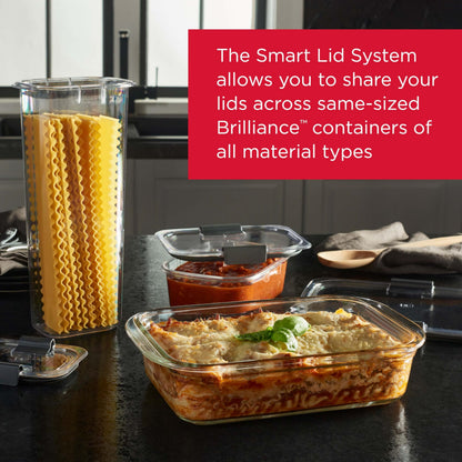 Rubbermaid 2118315 Brilliance Glass Storage 8-Cup Food Containers with Lids, 2-Pack (4 Pieces Total), BPA Free and Leak Proof, Large, Clear Rubbermaid