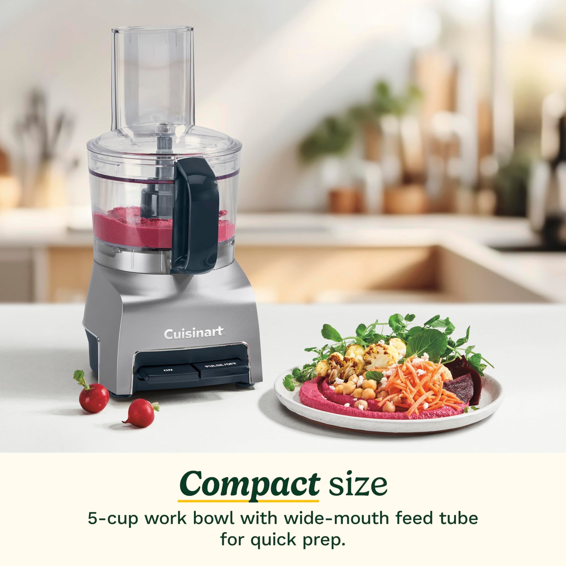 Cuisinart Food Processor, 5-Cup Capacity, Chop and Shred with Reversible Disc, Universal Chopping Blade, Compact Base, High-Performance Motor, Cord Storage, Silver (FP-5C) 🍁 All In One Marketplace Canada Cuisinart