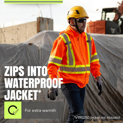 Pioneer Hi Vis Hoodie For Men - Heavyweight Orange Fleece - Class 2 🍁 All In One Marketplace Canada