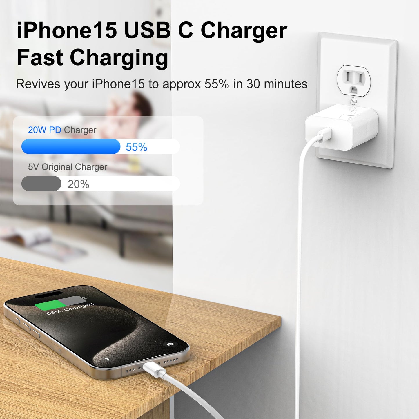 iPhone 17 16 15 Charger,3 Pack 20W USB-C Fast Wall Charger with 6ft USB C to USB C Cable for iPhone 17/16/16 Pro Max/16 Plus/15/15 Pro Max/15 Plus/iPad Air/iPad and More