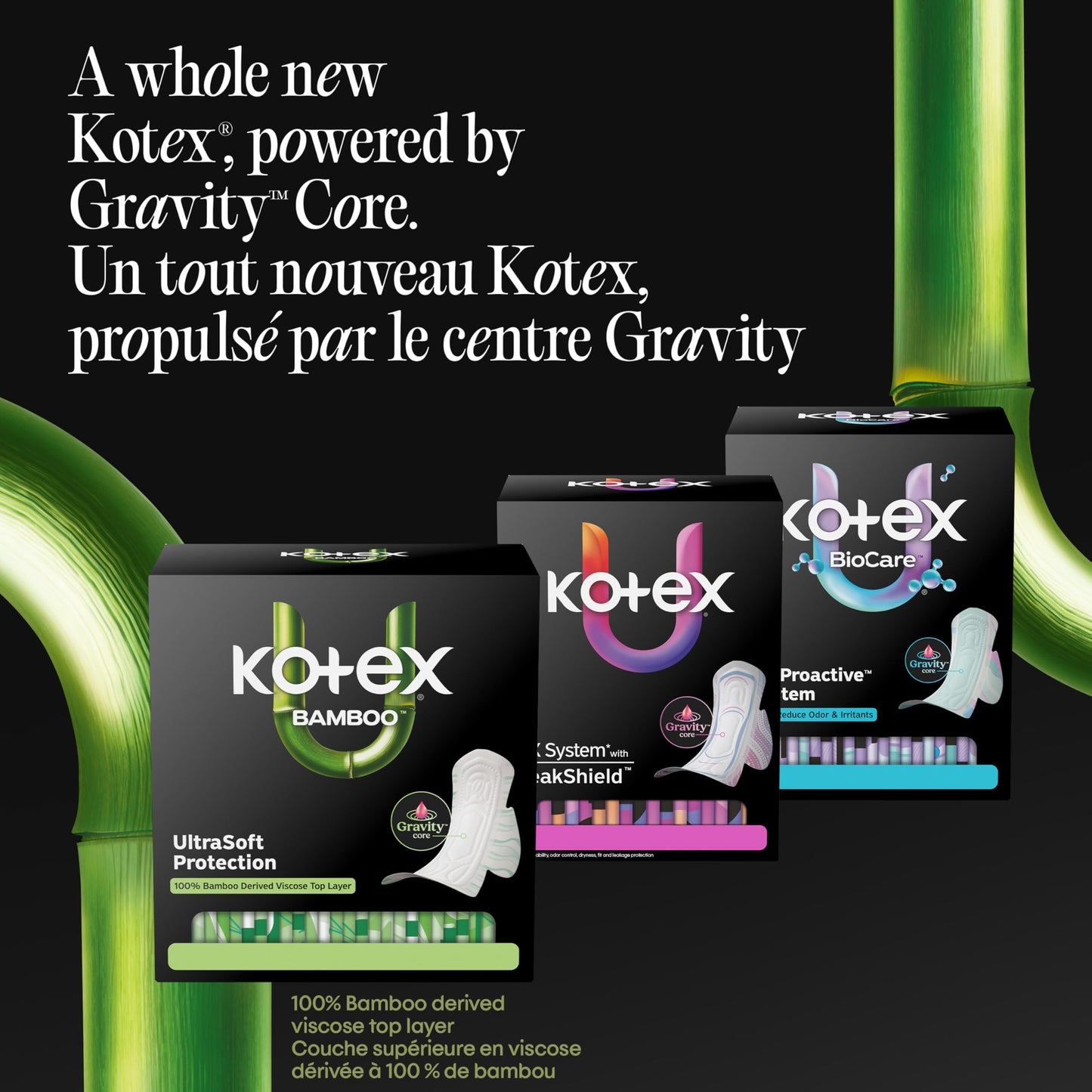 Kotex Bamboo Ultra Thin Pads with Wings, Heavy Absorbency, 88 Count 🍁 All In One Marketplace Canada