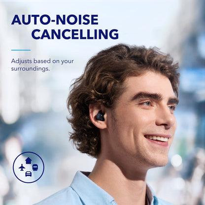 soundcore by Anker Space A40 Auto-Adjustable Active Noise Cancelling Wireless Earbuds, Reduce Noise by Up to 98%, 50H Playtime, Hi-Res Sound, Comfortable Fit, App Customization, Wireless Charge