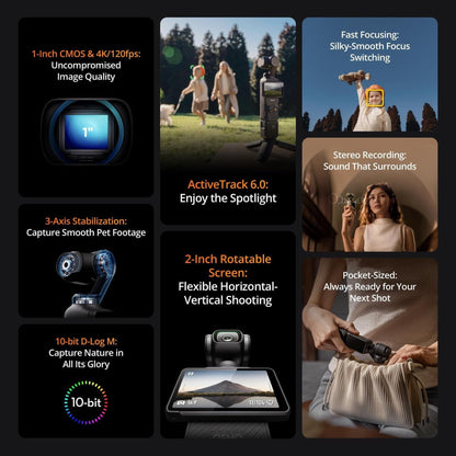 DJI Osmo Pocket 3 Creator Combo, Vlogging Cameras with 1'' CMOS, 4K/120fps Vlog Camera, 3-Axis Stabilization, Face/Object Tracking, Mic Included for Clear Sound, Digital Vlogging Camera for YouTube - Available at All In One Marketplace Canada