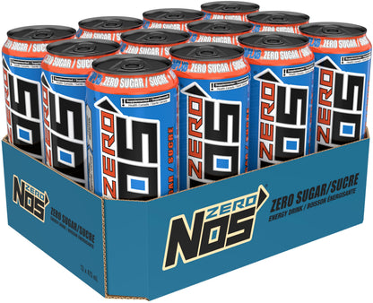 NOS ENERGY, Zero Sugar, 473 mL Cans (12 Pack) – Zero Sugar Energy Drink
