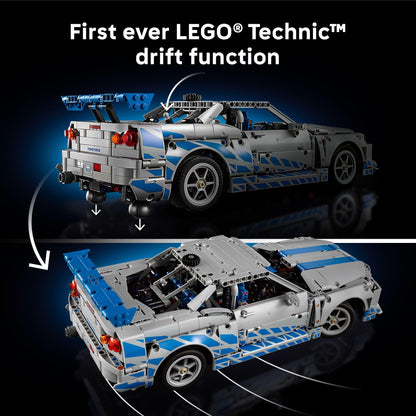LEGO Technic 2 Fast 2 Furious Nissan Skyline GT-R (R34) Car - DIY Kit and Building Set for Adults - Collectible Model Street Racer with Drift Function - Gift for Car Enthusiasts and Movie Fans - 42210 LEGO