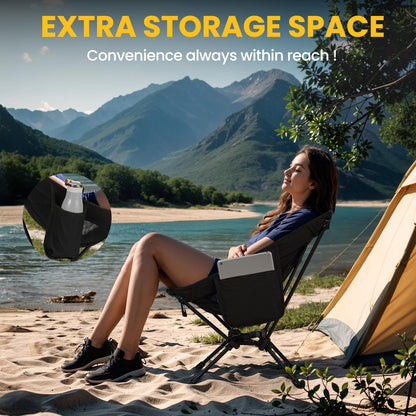Overmont Lightweight Folding Camping Chair - Compact Backpacking Chair with Anti-Slip Feet Side Pocket Carry Bag - Stable Portable Ultralight for Outdoor Hiking Lawn Camp, Supports 330LBS, 1pack 🍁 All In One Marketplace Canada