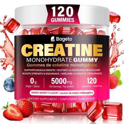 Creatine Monohydrate Gummies 5000mg for Men & Women, Gomitas de 5g Creatine Monohydrate,120 Pre Workout Gummies for Muscle Strength, Mixedberry (Pack of 1) - Available at All In One Marketplace Canada