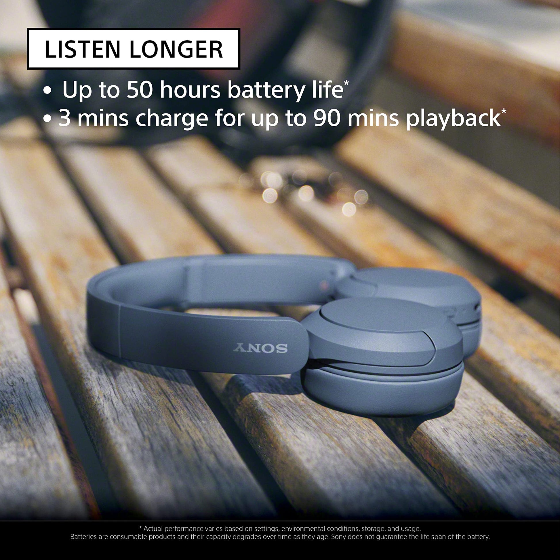 Sony WH-CH520 Wireless Headphones Bluetooth On-Ear Headset with Microphones, Blue - Available at All In One Marketplace Canada
