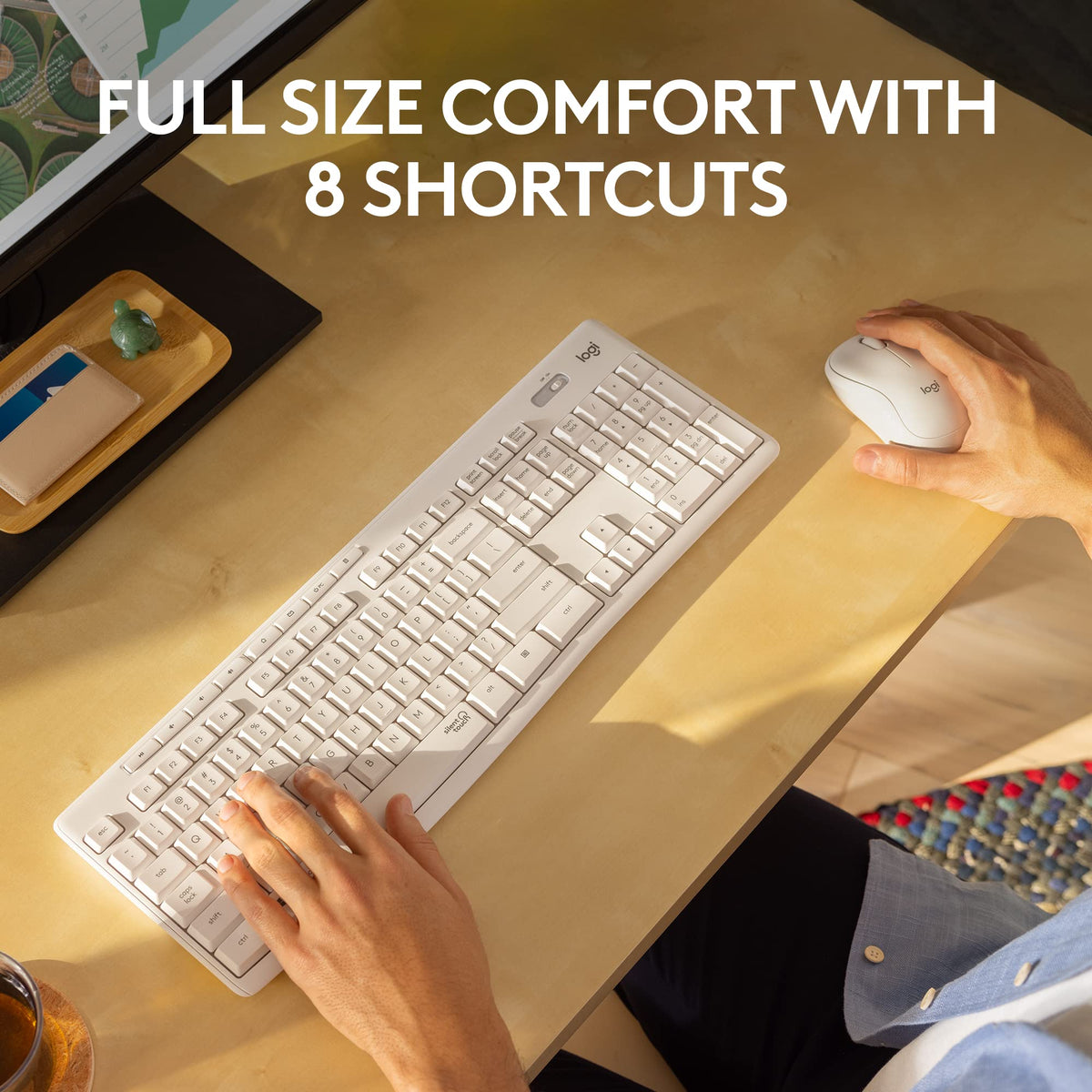 Logitech MK295 Full Size Silent Wireless Keyboard Mouse Combo - Off White