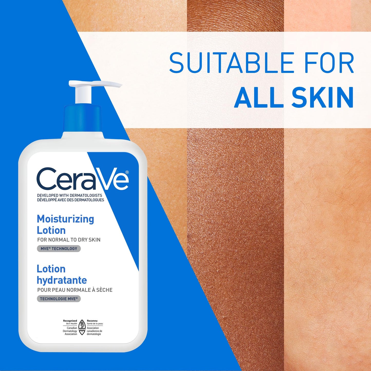 CeraVe Moisturizing Lotion, Daily Lightweight Face & Body Moisturizer with Hyaluronic Acid & Ceramides, Suitable for Dry & Sensitive Skin, Fragrance-Free, Non-Comedogenic & Allergy Tested, 473 mL
