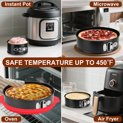 isheTao Springform Pan Set of 4, 4/7/9/10inch Cake Pans with Leakproof Silicone Protector, Non-Stick Leak-Proof with Removable Bottom, Cheesecake Pan for Baking, Black 🍁 All In One Marketplace Canada