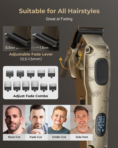 VGRPRO Hair Clippers for Men Professional, Cordless Hair Clippers for Hair Cutting, Mens Clippers and Trimmers Set, Electric Hair Trimmer for Men with Package Case (Gloden) - Available at All In One Marketplace Canada