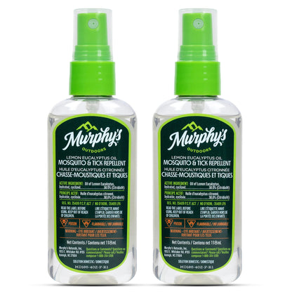 Murphy's Outdoors Mosquito & Tick Bug Repellent Spray, Oil of Lemon Eucalyptus for Skin and Outdoor Gear, 118mL Pump, 2-Pack