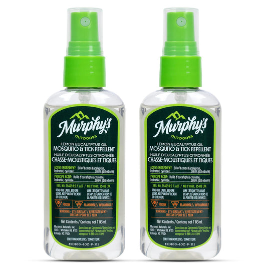 Murphy's Outdoors Mosquito & Tick Bug Repellent Spray, Oil of Lemon Eucalyptus for Skin and Outdoor Gear, 118mL Pump, 2-Pack