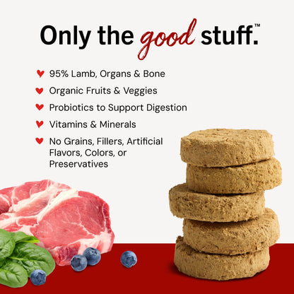 Stella & Chewy’s Freeze Dried Raw Dinner Patties – Grain Free Dog Food, Protein Rich Dandy Lamb Recipe – 156g Bag