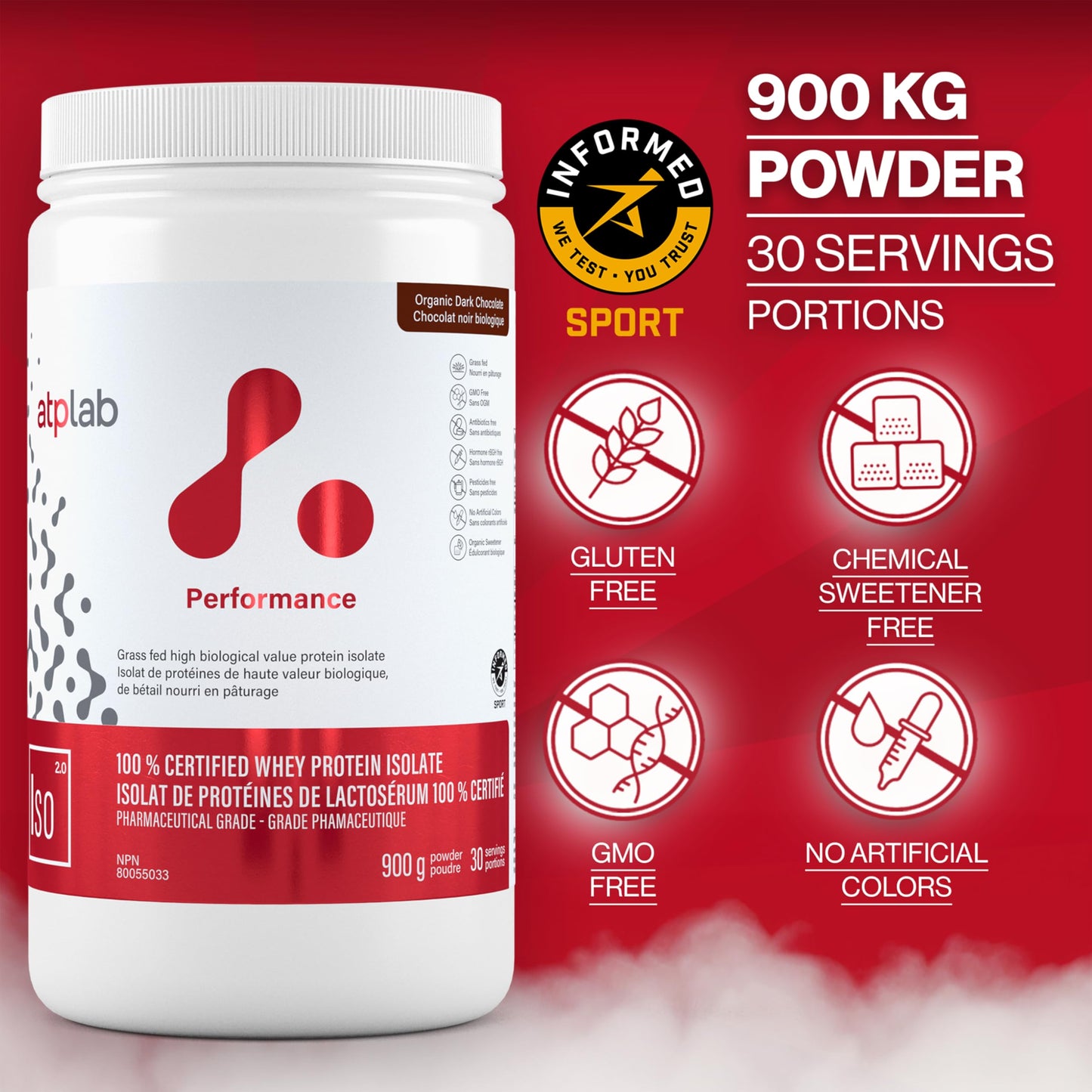 ATP LAB ISO 900g Whey Protein Isolate Powder – Chocolate – 30 Servings