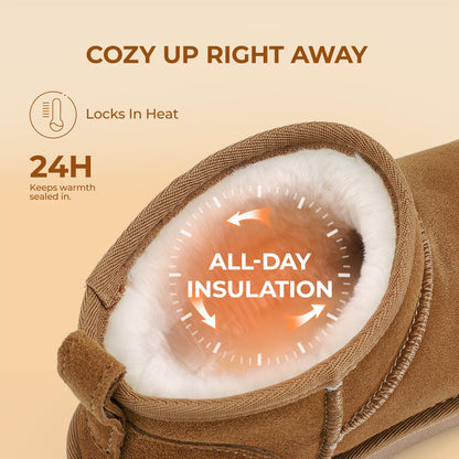 DREAM PAIRS Women's Mini Winter Snow Boots Genuine Suede,Chestnut,10 🍁 All In One Marketplace Canada