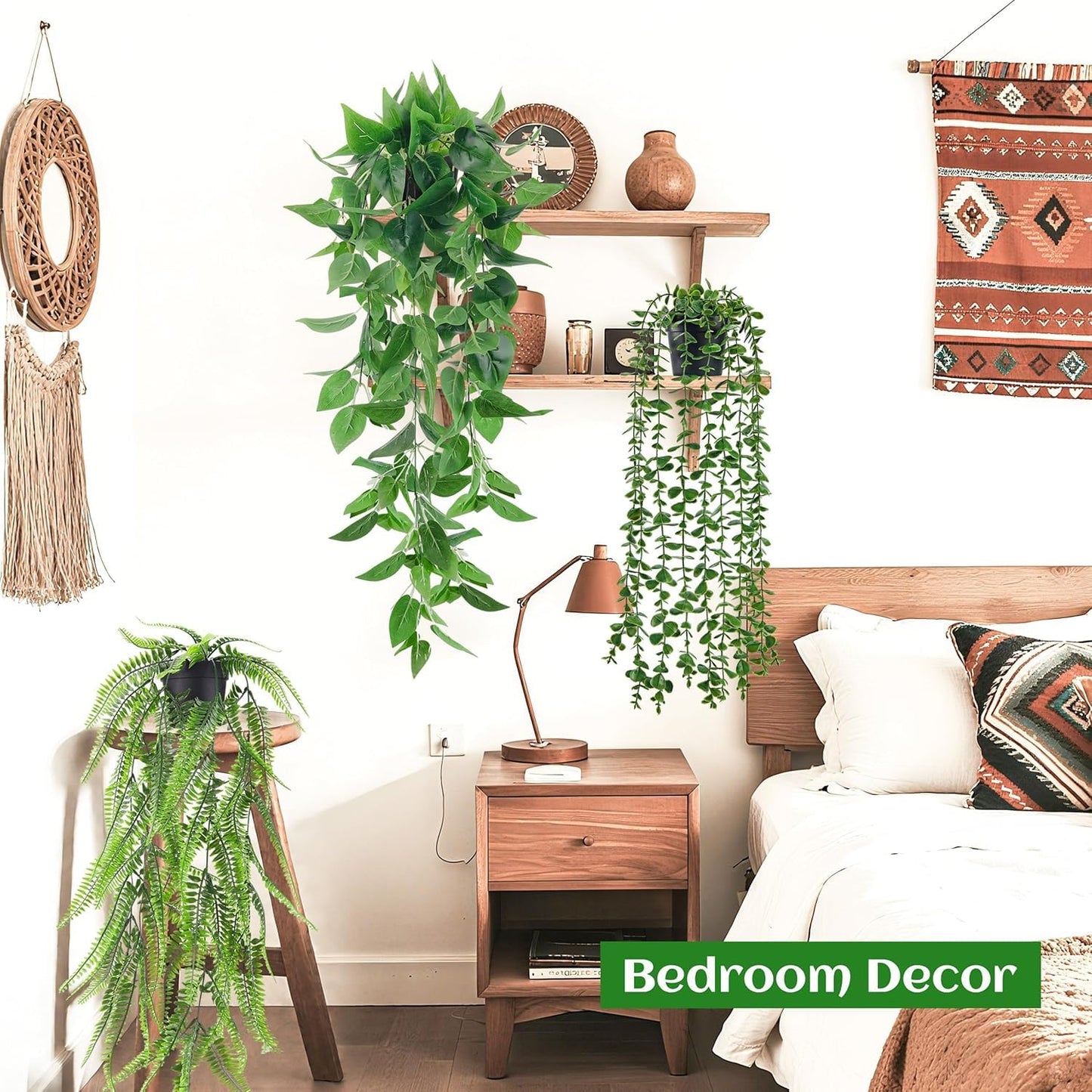 Der Rose 4Pcs Fake Plants, Artificial Plants Fake Hanging Plants for Boho Home Bathroom Bedroom Living Room Office Wall Shelf Decor Indoor Outdoor - Available at All In One Marketplace Canada