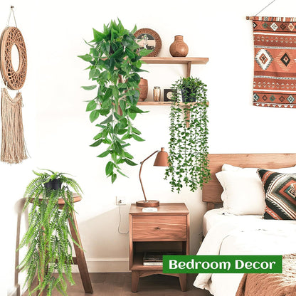 Der Rose 4Pcs Fake Plants, Artificial Plants Fake Hanging Plants for Boho Home Bathroom Bedroom Living Room Office Wall Shelf Decor Indoor Outdoor - Available at All In One Marketplace Canada