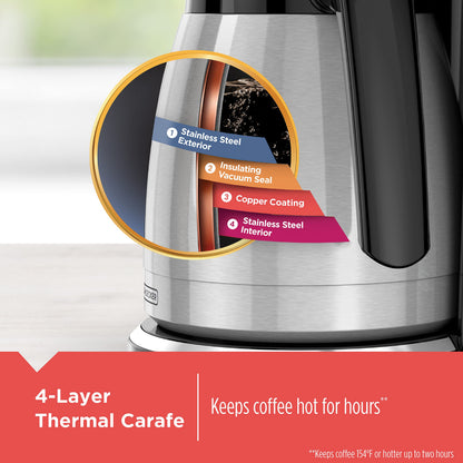 BLACK+DECKER CaféCraft 12-Cup Programmable Coffee Maker, Thermal Carafe BLACK+DECKER