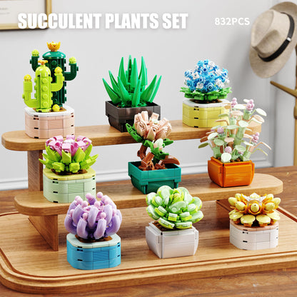 TYCOLE Tiny Flowers Succulents Artificial Plant Set-Creative Botanical Building Block 9 in 1 Toy, Botanical Collection for Office&Home Decor,Christmas Birthday Gift for Adults and Kids 8-12(832 PCS) 🍁 All In One Marketplace Canada