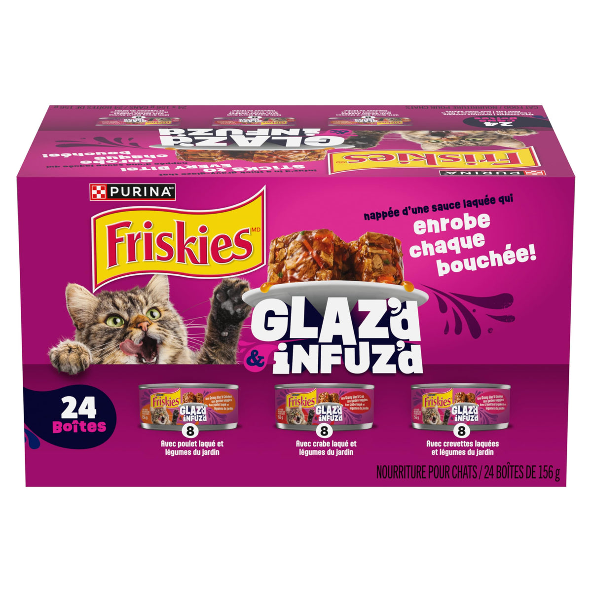 Friskies Glaz'd & Infuz'd Wet Cat Food, Variety Pack 156g (24 Pack)