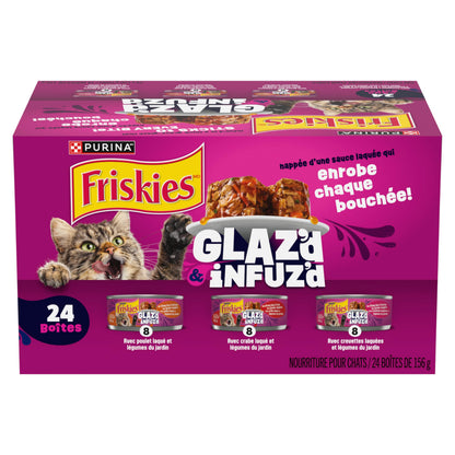 Friskies Glaz'd & Infuz'd Wet Cat Food, Variety Pack 156g (24 Pack)