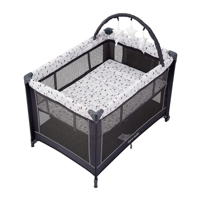 Pamo Babe Portable Baby Playpen, Lightweight Travel Playard with Mattress and Wheels (Rabbit) - Available at All In One Marketplace Canada