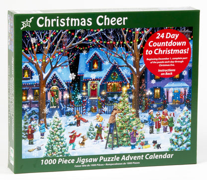 Christmas Cheer Jigsaw Puzzle Advent Calendar 1000 Pieces by Vermont Christmas Company - 24 Puzzle Sections to Complete - Count Down to Christmas Each Day in December 🍁 All In One Marketplace Canada