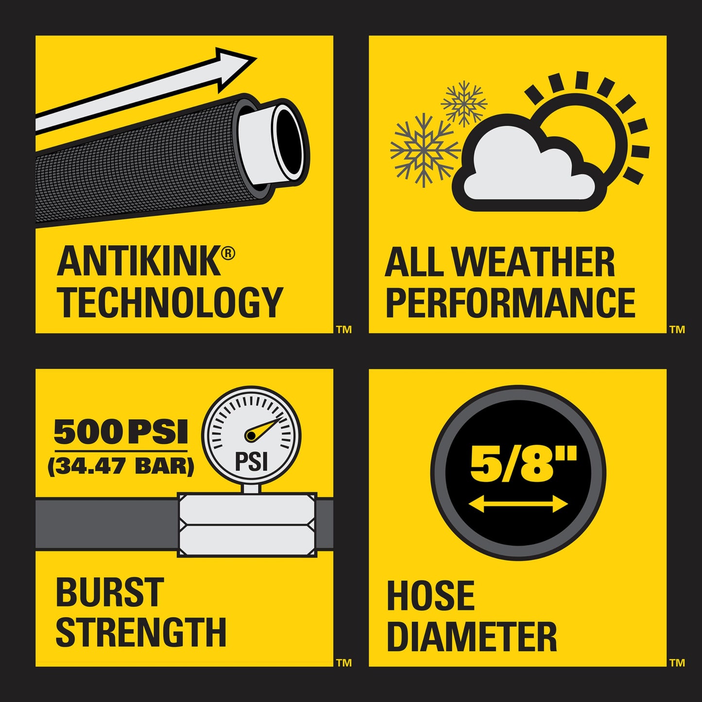 Stanley Fatmax Professional Grade Water Hose, 50' x 5/8", Yellow 500 PSI Stanley