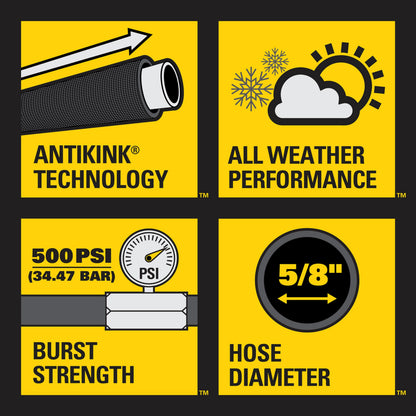 Stanley Fatmax Professional Grade Water Hose, 50' x 5/8", Yellow 500 PSI Stanley