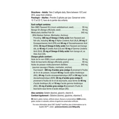 Jamieson Omega 3-6-9 Softgels, Value Size, with Fish Oil, Borage Oil, Flaxseed Oil, Providing EPA, DHA, and ALA. Supports Heart and Brain Health, 280 Count, Proudly Canadian - Available at All In One Marketplace Canada