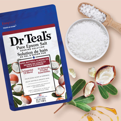 Dr Teal's Pure Epsom Salt Teal's Soaking Solution, Shea Butter & Almond Oil, 48 Oz