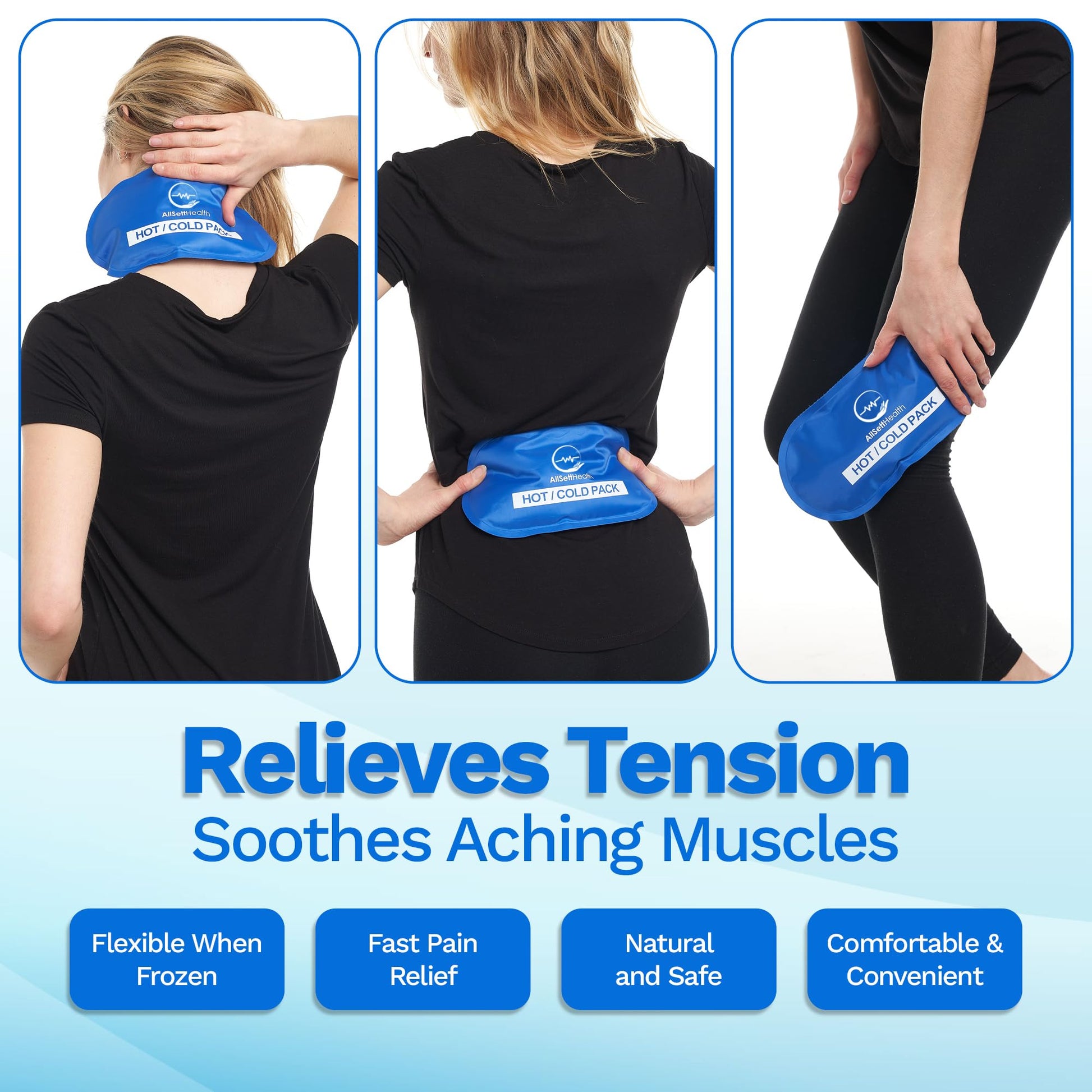 Reusable Cold Gel Ice Packs for Injuries | 4 Pack Cold Compress Gel Ice Pack for Knee, Neck, Hip, Shoulder & Back Pain - Available at All In One Marketplace Canada