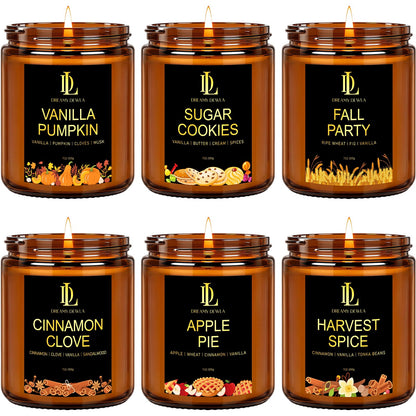 DL DREAMY DEWLA Fall Candles Set for Home Scented, 6 Pack 42oz, Soy Wax 🍁 All In One Marketplace Canada