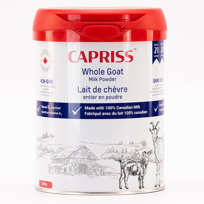 CAPRISS Whole Goat Milk Powder 640g – Vitamin D3 Enriched, 100% Canadian, Antibiotic-Free, Gentle Digestion
