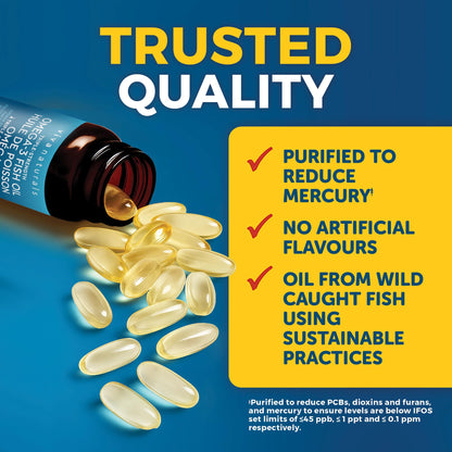 Omega 3 Fish Oil Supplements – 2500 mg High Potency Fish Oil with 1500 mg EPA & 570 mg DHA Omega 3 Fatty Acids in rTG Form for Better Absorption, No Fishy Aftertaste, IFOS Certified, 180 Softgels