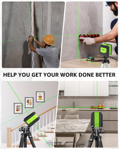 Huepar Laser Level Self Leveling, Classical Cross Line Indoor DIY Use Green Lines, 100Ft Visibility Horizontal and Vertical Line Level, 360° Magnetic Pivoting Base 9011G - Available at All In One Marketplace Canada