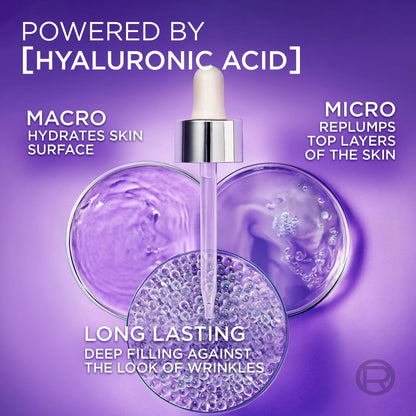 L’Oréal Paris 1.5% Pure Hyaluronic Acid Serum, Hydrates and Plumps Skin, Reduces the Look of Wrinkles, Revitalift Face Serum, For All Skin Tones & Types, Fragrance Free, Non Comedogenic, 30ml - Available at All In One Marketplace Canada