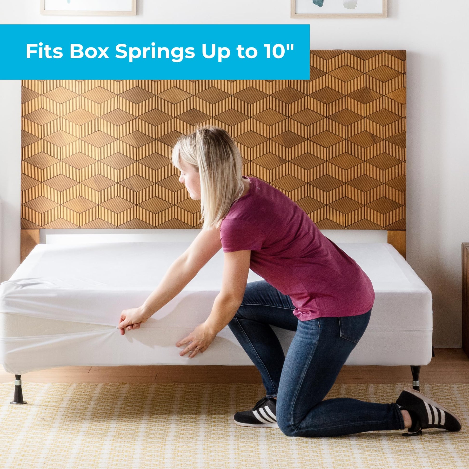 LINENSPA Waterproof Bed Bug Proof Box Spring Encasement Protector - Blocks out Liquids, Bed Bugs, Dust Mites and Allergens - Queen Linenspa