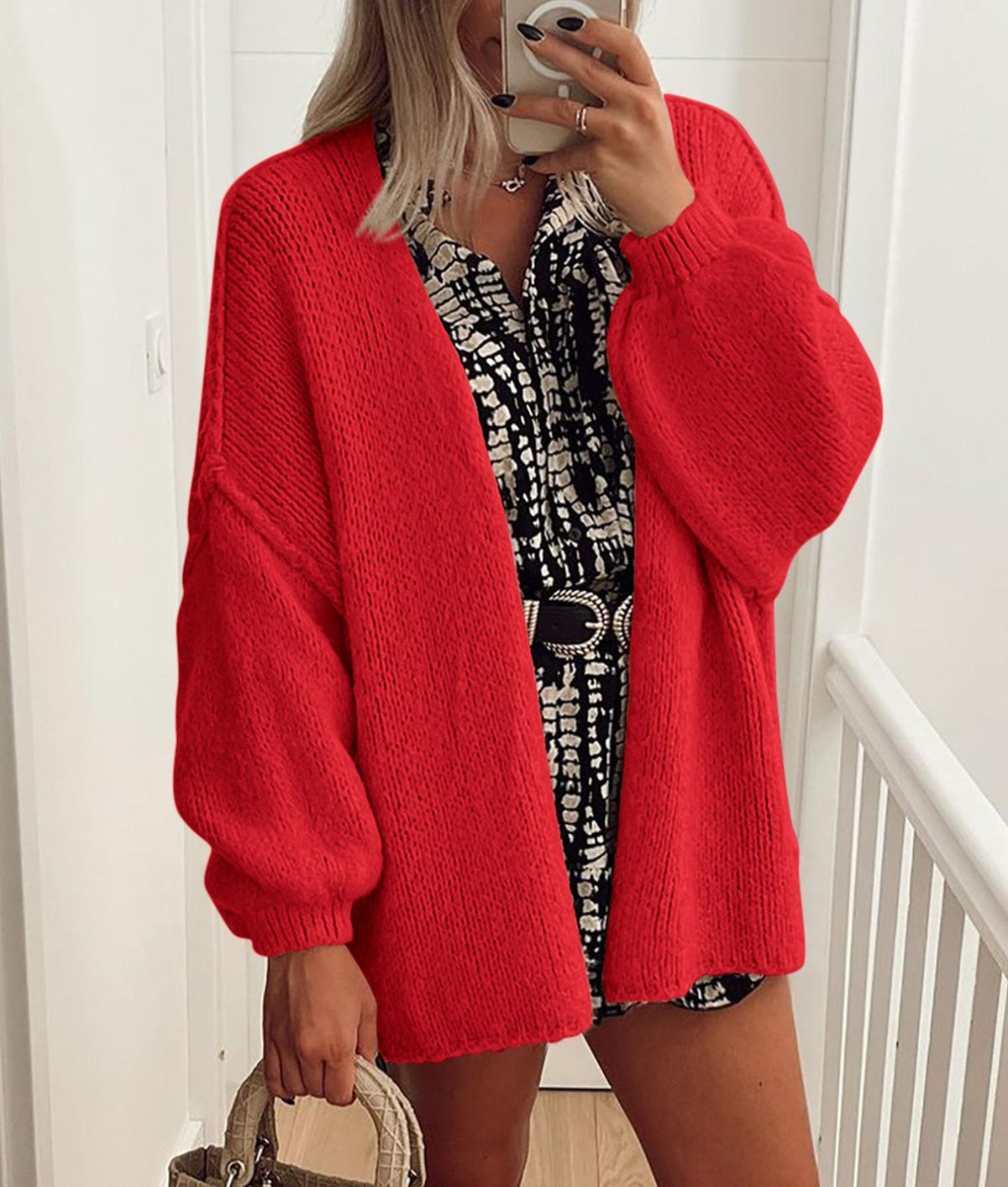 PRETTYGARDEN Womens Open Front Oversized Cardigan Sweaters Red 🍁 All In One Marketplace Canada