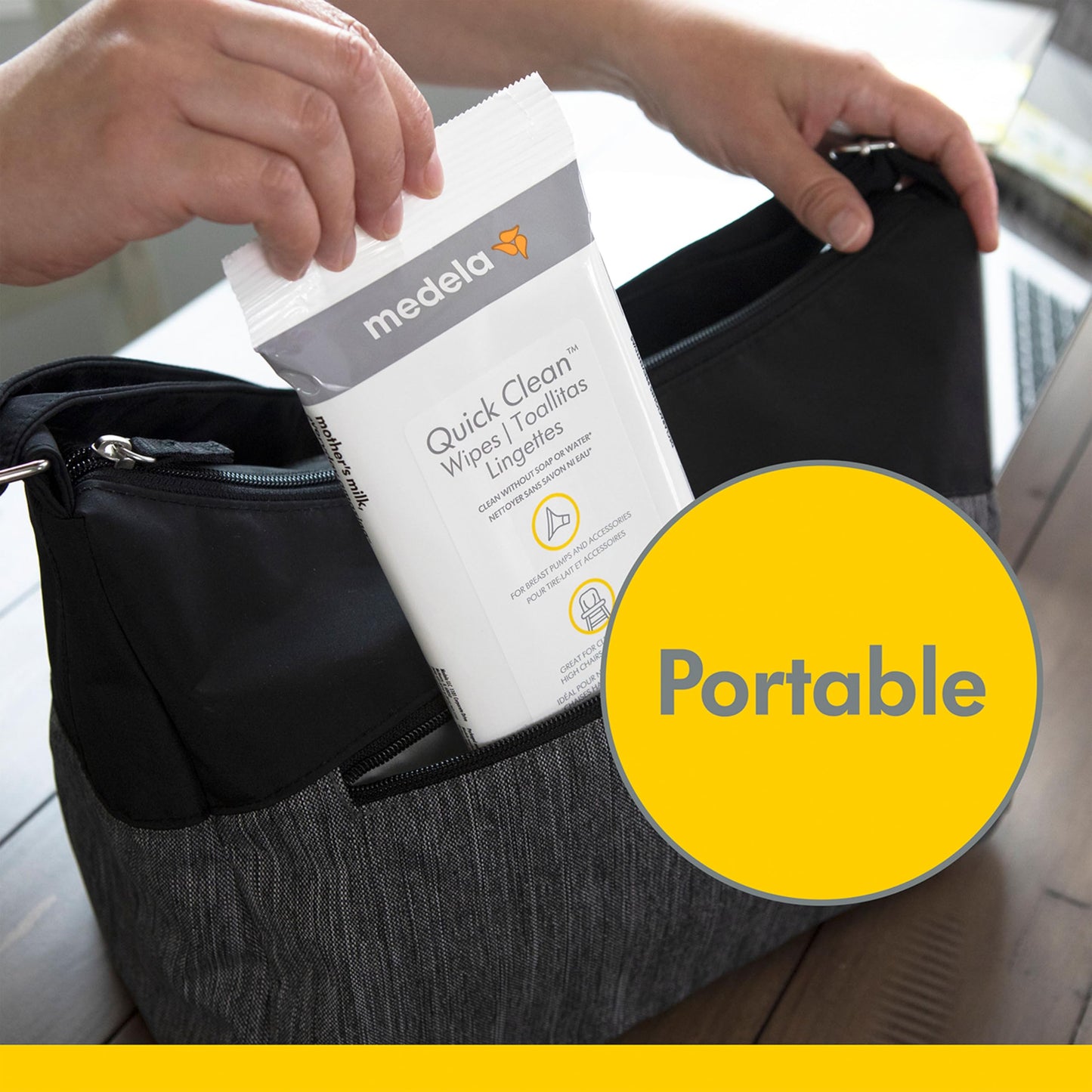 Medela Quick Clean Wipes for On-the-Go Cleaning of Breast Pumps, Accessories, and Various Surfaces, Resealable, Plant-Based, 3 Packs of 30 (90 Count) 🍁 All In One Marketplace Canada