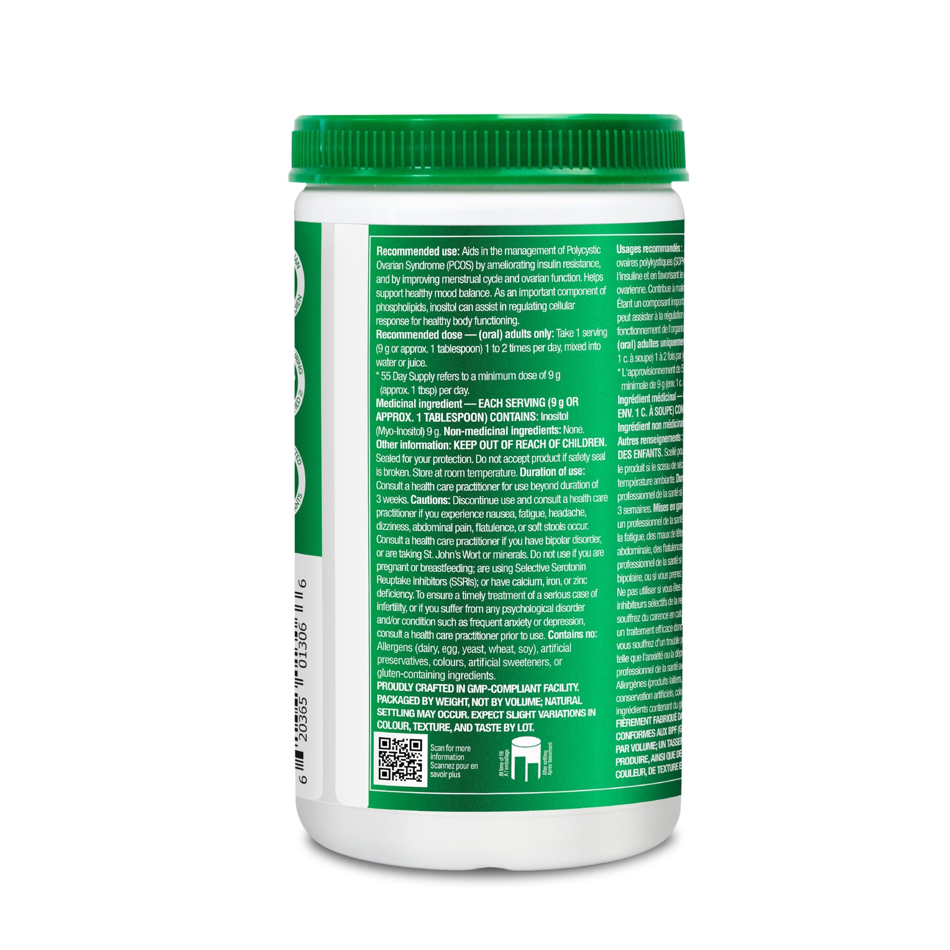 Organika Canadian-Made Inositol (Myo-Inositol)- Cellular Response, Mood Balance, Insulin Support- 500g Organika