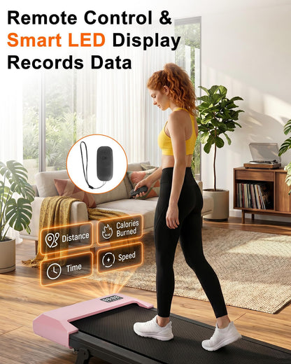 Lacuffy Walking Pad with 6% Incline, No-Assembly Under Desk Treadmill, 2.5 HP Quiet Motor, APP & Remote Control, LED Display, 306 lbs Capacity for Home/Office